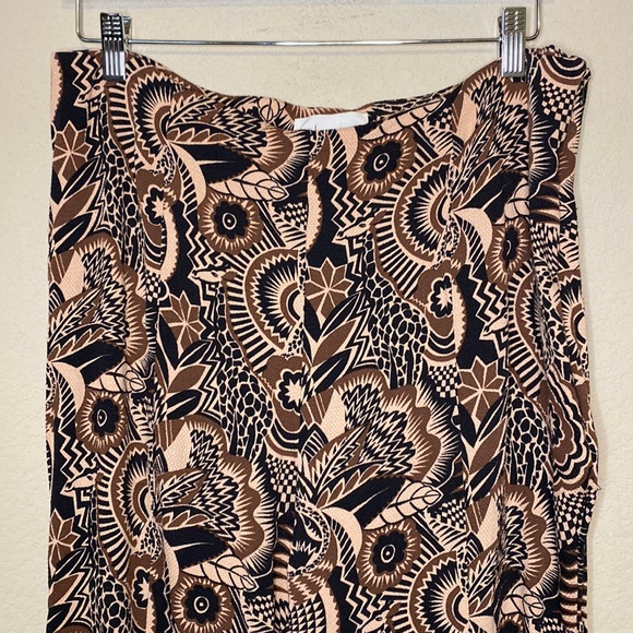 By Anthropologie Drapey Flare Bell Bottom Mod Tropical Tribal Print Pant 14 - Picture 5 of 16